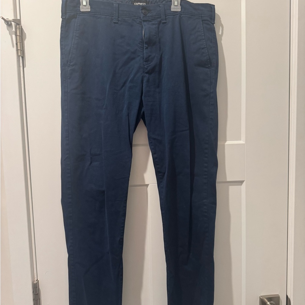Express Blue Chinos Sleek Modern Fit